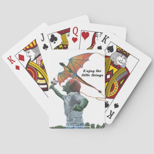 ゴブリン飛んでいるドラゴンカイト小さなものカード トランプ (裏面)