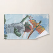 ゴブリン飛んでいるレインボドラゴンカイトファンタジータオル バスタオルセット (ハンドタオル)