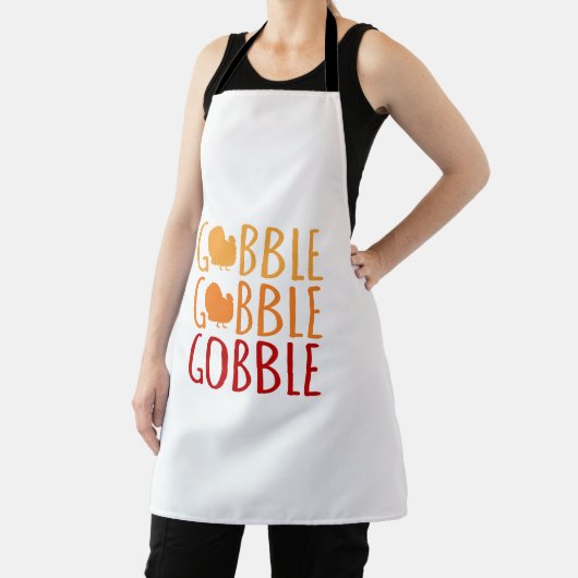 ゴブルおもしろい感謝祭トルコ家族男性の女性 エプロン (インサイチュ)
