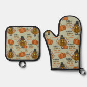 ゴブルがゴブルをゴブルにウォブルカスタム感謝祭 鍋つかみ&鍋敷きセット (正面)