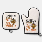 ゴブルがゴブルをゴブルにウォブルカスタム感謝祭 鍋つかみ&鍋敷きセット (正面)