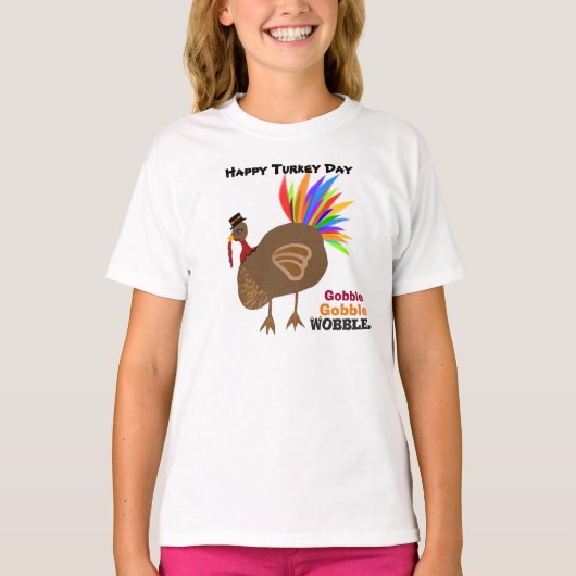 ゴブルのぐらつき感謝祭の男性トルコ Tシャツ (正面)