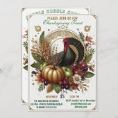 ゴブルのゴブル七面鳥の感謝の饗宴 招待状 (正面/裏面)