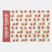 ゴブルの七面鳥パターン感謝祭 キッチンタオル (横)
