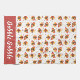 ゴブルの七面鳥パターン感謝祭 キッチンタオル