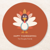 ゴブルゴブトルコ感謝祭パーティーコースター ラウンドペーパーコースター (正面)