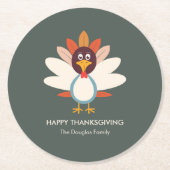 ゴブルゴブトルコ感謝祭パーティーコースター ラウンドペーパーコースター (正面)