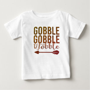 ゴブルゴブルかわいいベビーの最初の感謝祭 ベビーTシャツ