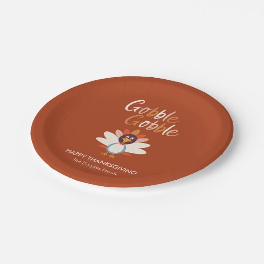 ゴブルゴブルターキーサンクスギビングパーティープレート ペーパープレート (アングル)