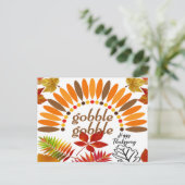 ゴブルゴブル秋カラーメープル葉感謝祭 ポストカード (スタンド正面)