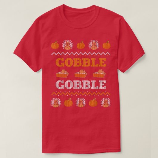 ゴブル七面鳥の食事の醜いクリスマスセーおもしろいターTh Tシャツ (デザイン正面)