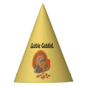 ゴブル男性トルコ秋の色の羽イエロー パーティーハット (正面)