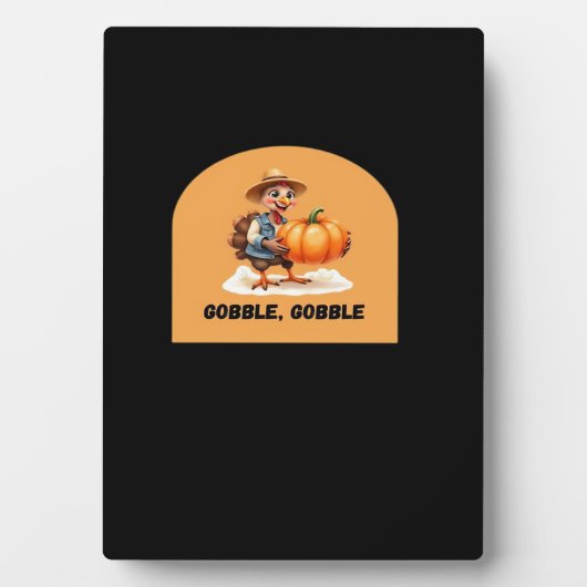 ゴブル、ゴブル感謝祭トルコとカボチャCl フォトプラーク (正面)