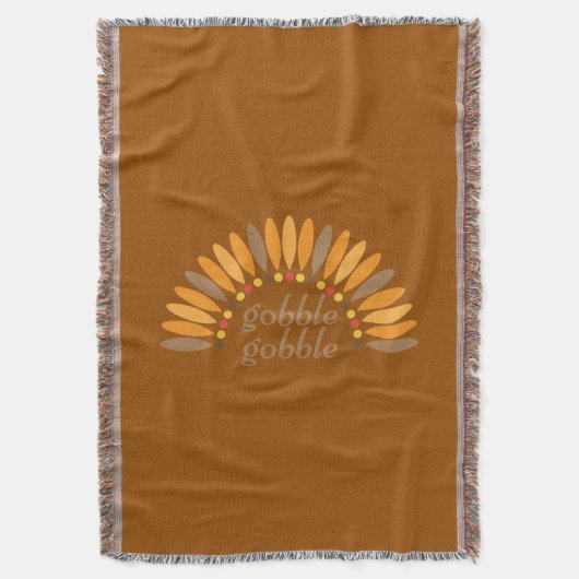 ゴブル・ゴブル・サンクスギビング・ブラウン スローブランケット (正面縦)