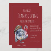 ゴブル、ゴブル、感謝祭パーティの招待状 招待状 (正面/裏面)