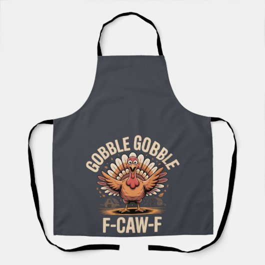 ゴブルF Caw F Turkey Thanksgiving エプロン (正面)