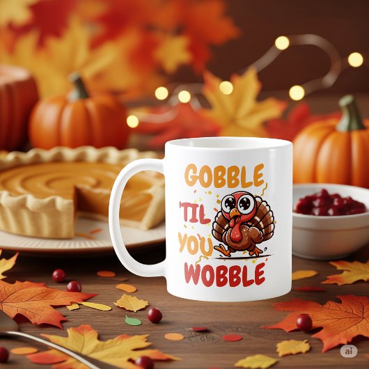 ゴブル'Til You Wobble - Thanksgiving Turkey コーヒーマグカップ