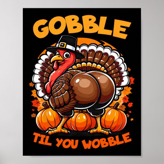 ゴブルtil You Wobble Turkey衣装幼児感謝してい ポスター (正面)