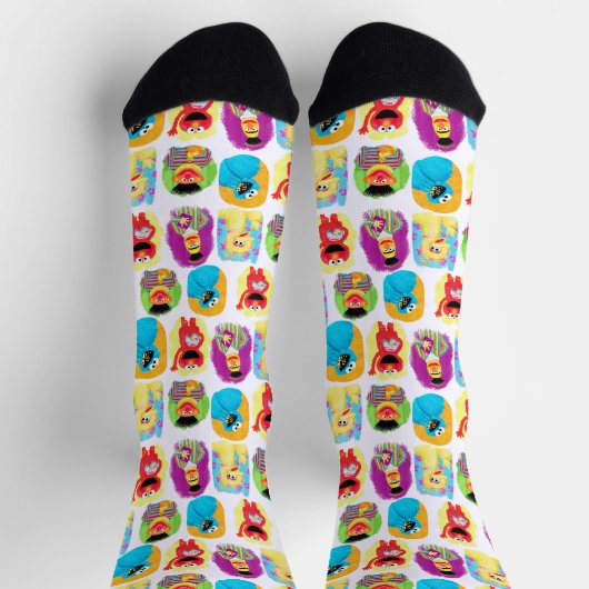 ゴマストリートキャラクターアートファン&カラフルなパターン ソックス (上部)