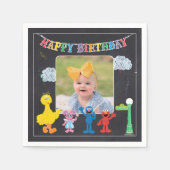 ゴマストリートパルスチョークボードレインボー誕生日 スタンダードカクテルナプキン (正面)