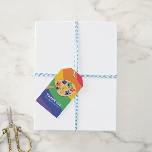 ゴマストリートパルレインボーアートパーティーありがとう ギフトタグ (より糸付き)