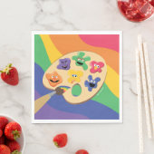 ゴマストリートパルレインボーアートパーティーペーパーナプキン スタンダードランチョンナプキン (インサイチュ)