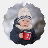 ゴマストリートパル |個人用初めてのクリスマスの写真 オーナメントカード (裏面)