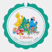 ゴマストリートパル |個人用初めてのクリスマスの写真 オーナメントカード (正面)