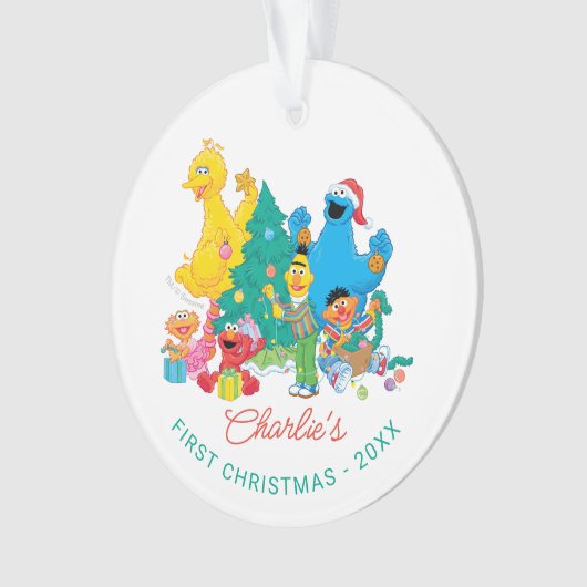 ゴマストリートパル |個人用初めてのクリスマスの写真 オーナメント (正面)