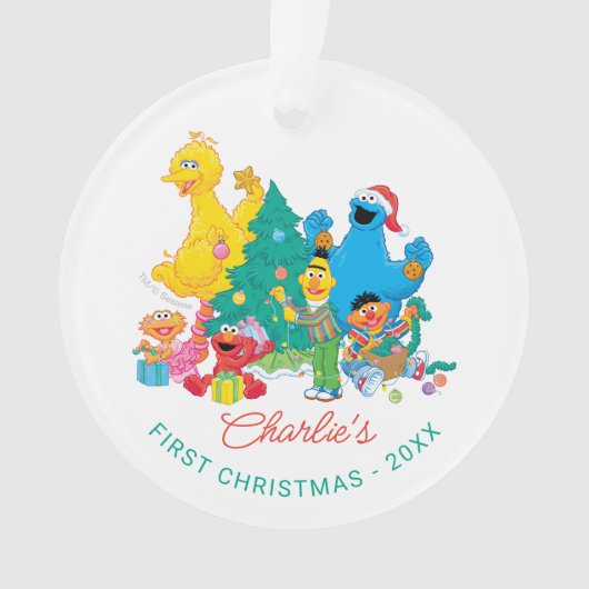 ゴマストリートパル |個人用初めてのクリスマスの写真 オーナメント (正面)