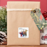 ゴマストリートパル | Merry Christmas Giftラベル スクエアシール<br><div class="desc">このおもしろいセサミストリートパールのステッカーを任意のホリデーギフトに追加。</div>
