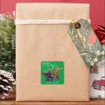 ゴマストリートパル | Merry Christmas Giftラベル スクエアシール<br><div class="desc">このおもしろいセサミストリートパールのステッカーを任意のホリデーギフトに追加。</div>