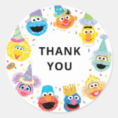 ゴマストリートパール紙吹雪誕生日ありがとう ラウンドシール (正面)