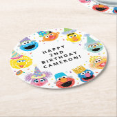 ゴマストリートパール紙吹雪誕生日 ラウンドペーパーコースター (アングル)