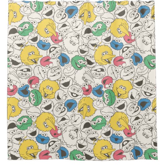 ゴマストリートパール |ビッグヘッドヴィンテージパターン シャワーカーテン (正面)