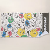 ゴマストリートパール |ビッグヘッド |名前の追加 ビーチタオル (正面)