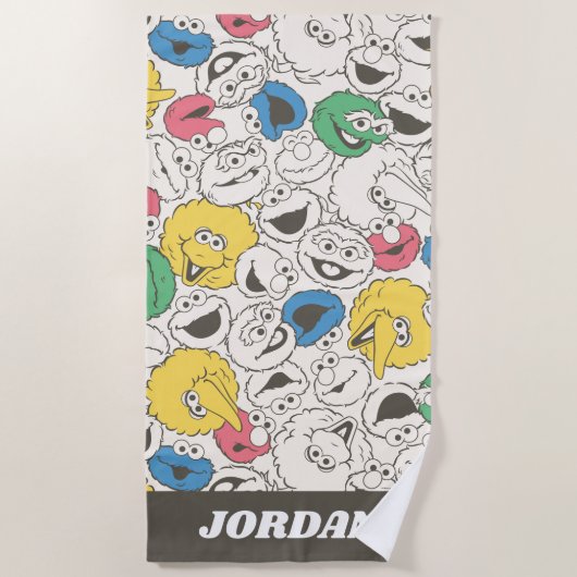 ゴマストリートパール |ビッグヘッド |名前の追加 ビーチタオル (正面)