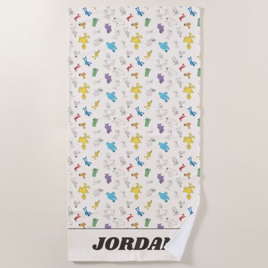 ゴマストリートパール |名前の追加 ビーチタオル (正面)