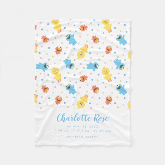 ゴマパルスホワイト水玉模様誕生状態 フリースブランケット (正面)