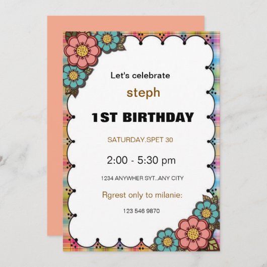 ゴマパーソナライズされた通り招待状 招待状 (正面/裏面)