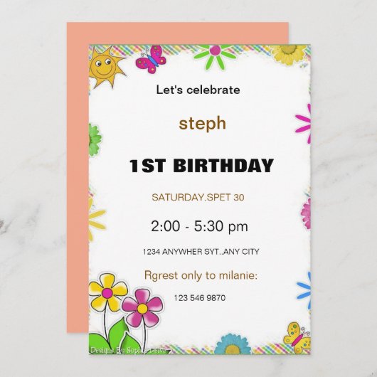 ゴマパーソナライズされた通り招待状 招待状 (正面/裏面)