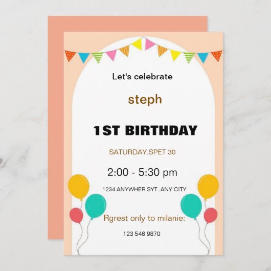 ゴマパーソナライズされた通り招待状 招待状 (正面/裏面)