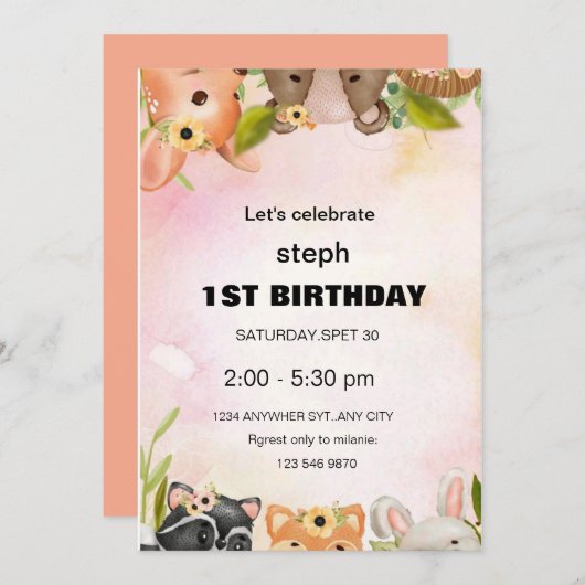 ゴマパーソナライズされた通り招待状 招待状 (正面/裏面)