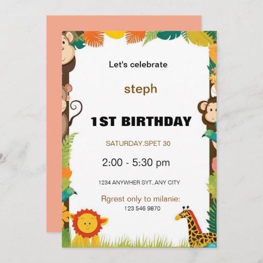 ゴマパーソナライズされた通り招待状 招待状 (正面/裏面)