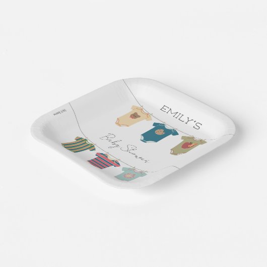 ゴマパールのボディスーツ赤ちゃんシャワー ペーパープレート (傾斜あり)