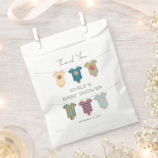 ゴマパールボディスーツ赤ちゃんシャワーありがとう フェイバーバッグ (クリップ留めされた状態)