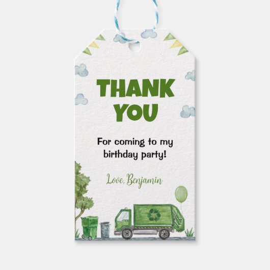 ゴミごみトラック誕生日ありがとうラベル ギフトタグ (正面)