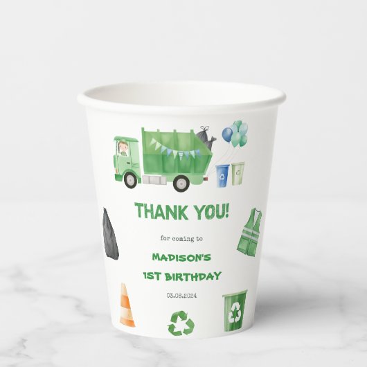 ゴミごみトラック1st誕生日パーティー紙カップ 紙コップ (正面)