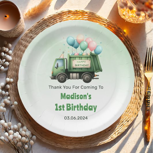 ゴミごみトラック1st誕生日パーティー ペーパープレート