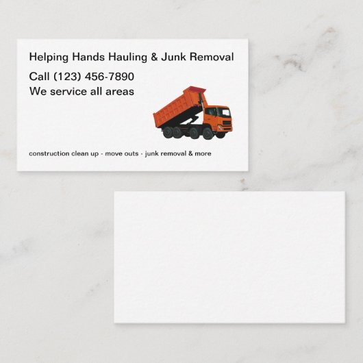 ゴミの運搬及びゴミの取り出しシンプル 名刺 (正面/裏面)